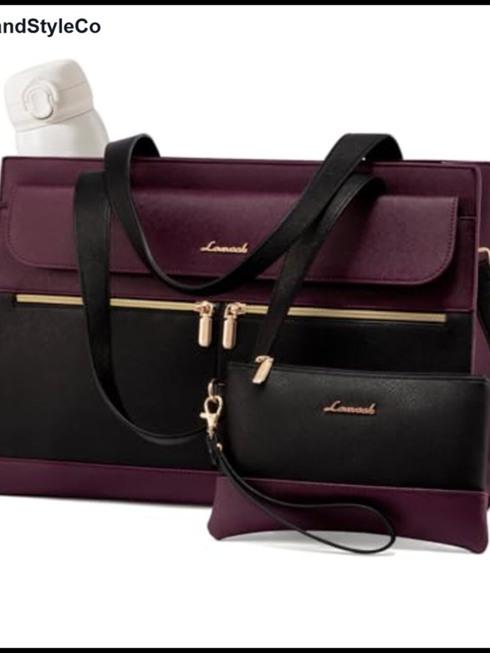 Waterproof Faux Leather Laptop Tote Bag 15.6 Inch Large Capacity Womens Work